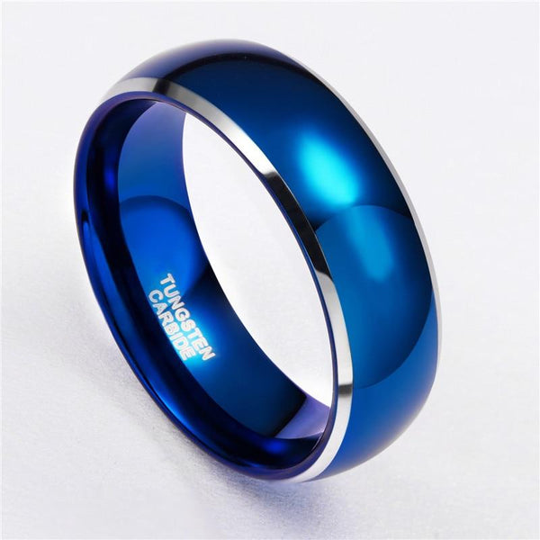 Rings for him - blue Tungsten custom mens ring