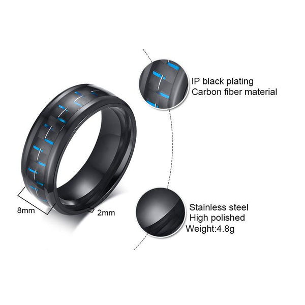 Rings for him - blue and black mens ring