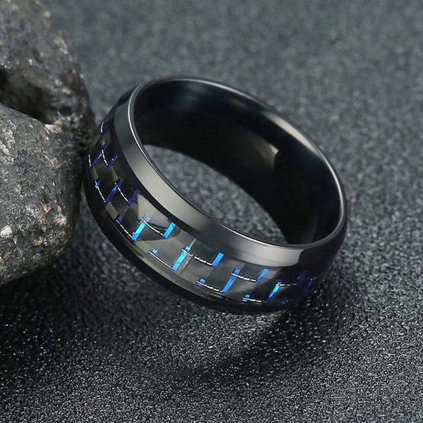 Rings for him - blue and black mens ring