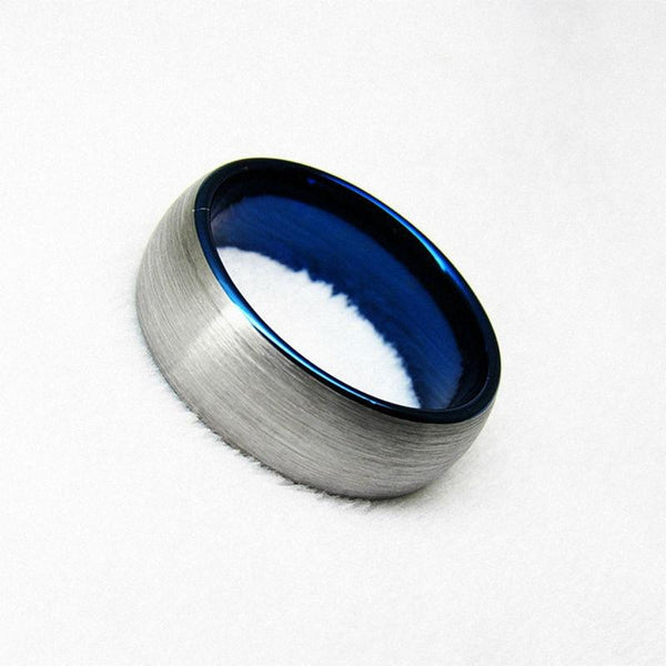 Rings for him - Personalized blue and Silver mens ring