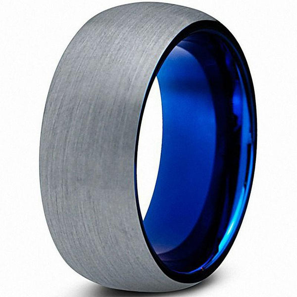 Personalized blue and Silver mens ring