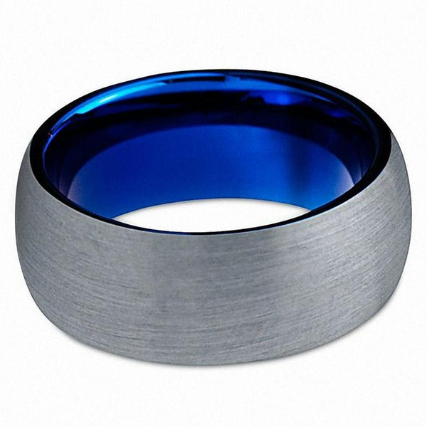 Personalized blue and Silver mens ring