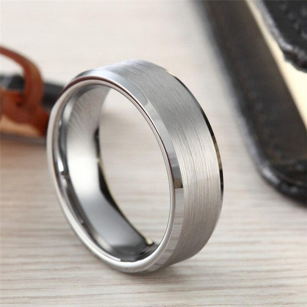 Rings for him - brushed silver Tungsten mens ring