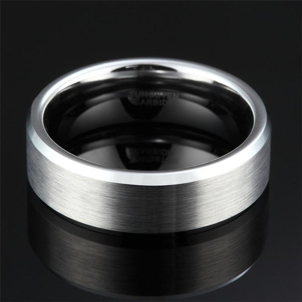 Rings for him - brushed silver Tungsten mens ring