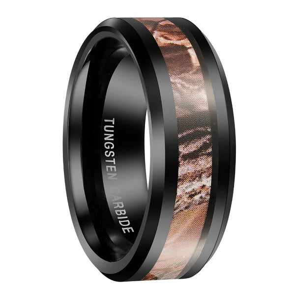 Camo Camouflage and black Tungsten mens ring