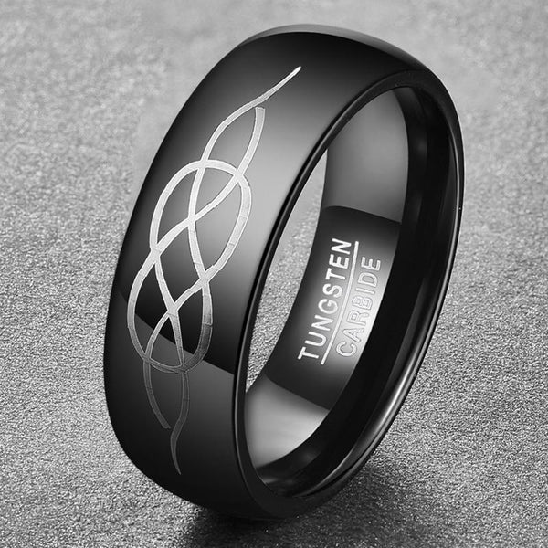 8mm Celtic Knot Black Tungsten Mens Ring