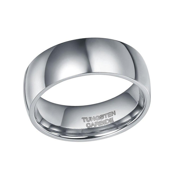 8mm Dome Silver Polished Mens Ring