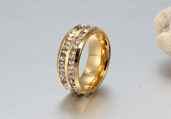 Cubic Zirconias Diamonds Gold Unisex Ring