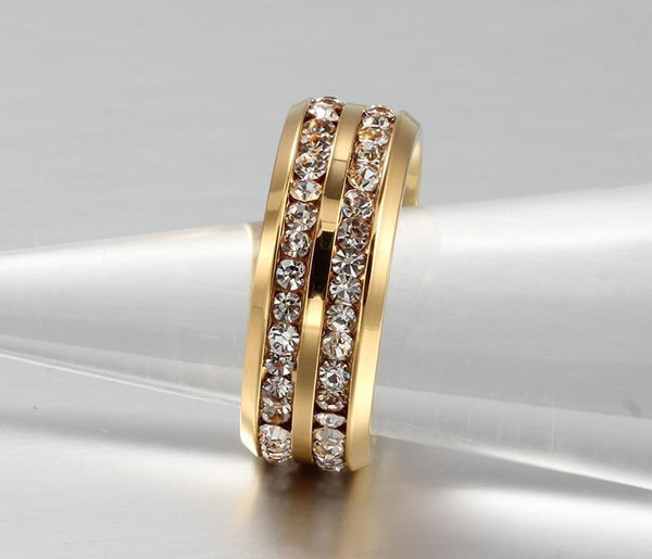 Cubic Zirconias Diamonds Gold Unisex Ring