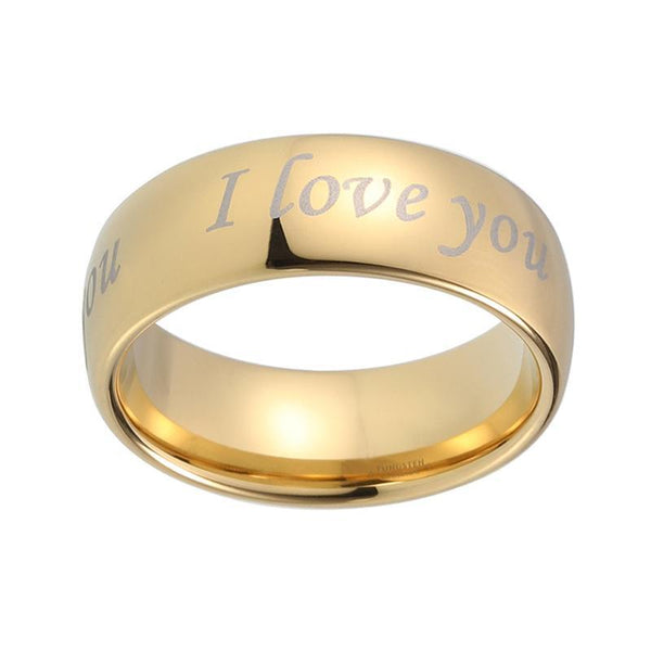 I Love You Gold Tungsten Mens Ring