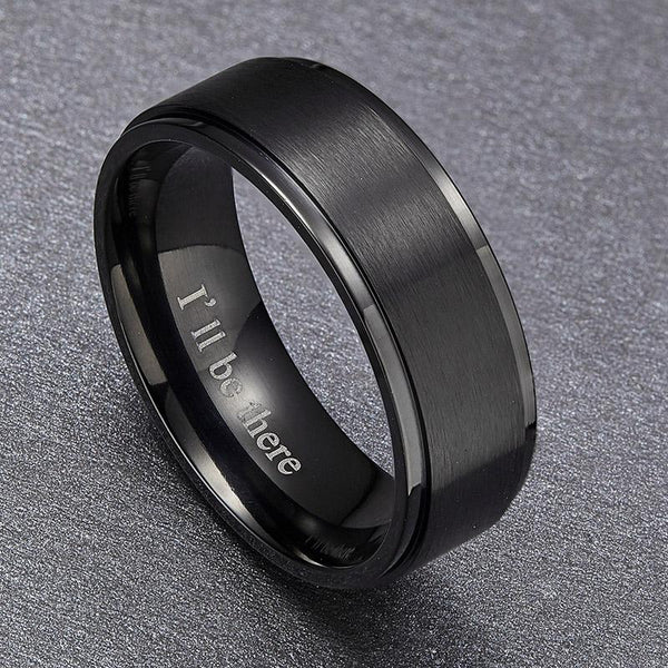 rings for him - mens black titanium ring with engraving