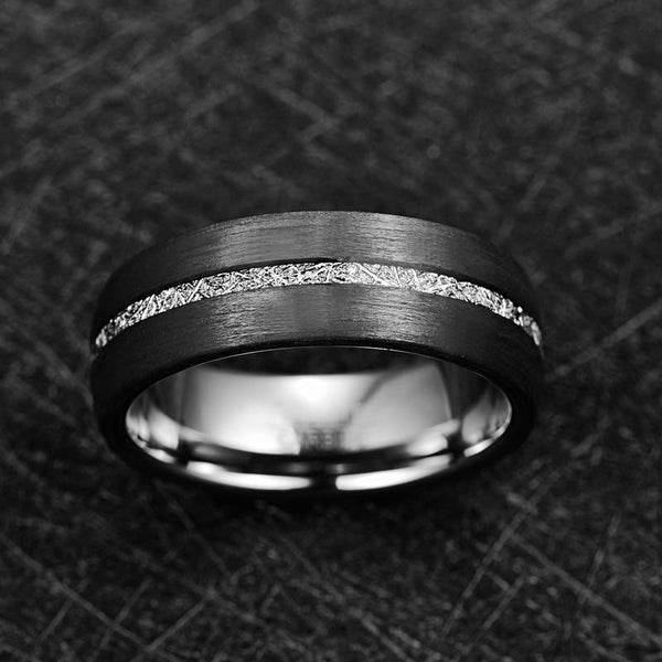 Cool Unique Vermiculite & Black Tungsten Men's Ring