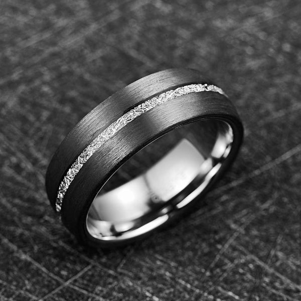 Cool Unique Vermiculite & Black Tungsten Men's Ring