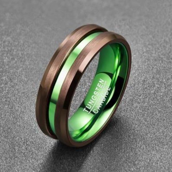 8mm Irish Green Tungsten Men's Ring