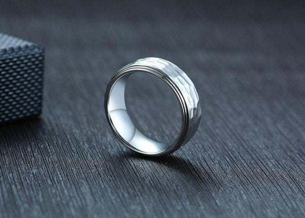 Unique cool mens ring - silver stainless steel male ring