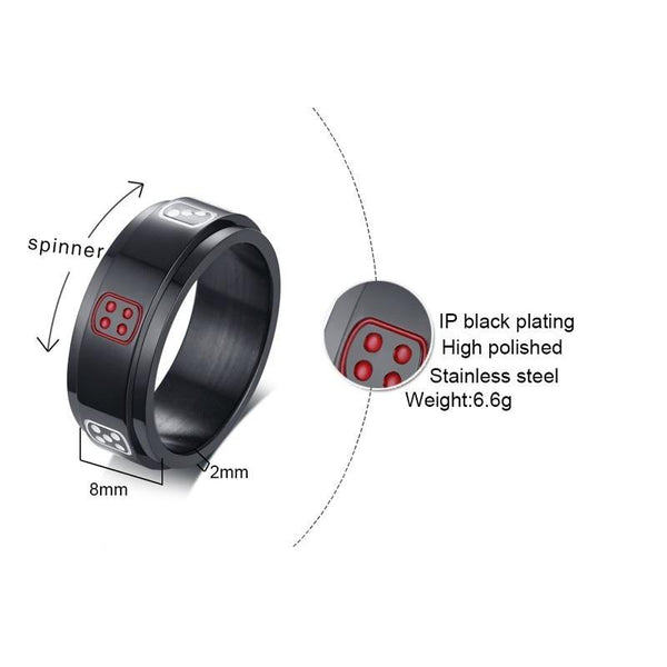 Spinner ring - game dice rotatable mens ring
