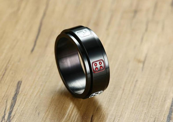 Spinner ring - game dice rotatable mens ring