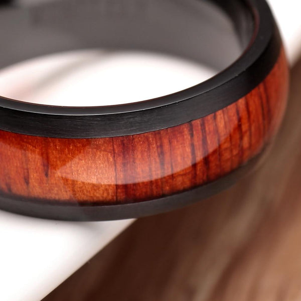 Mahogany Wood mens ring - gifts for men