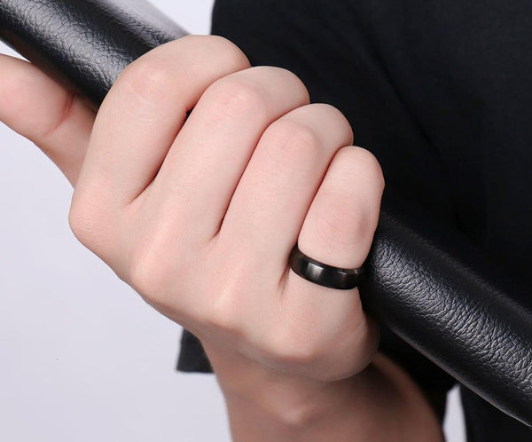 8mm Personalized custom engraving black mens ring