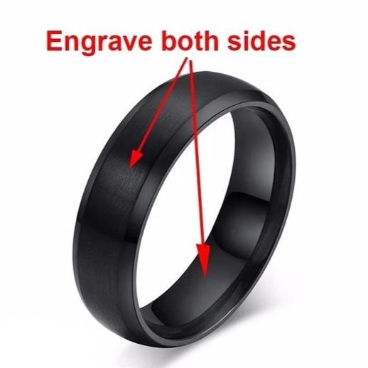 Personalized custom engraving black mens ring
