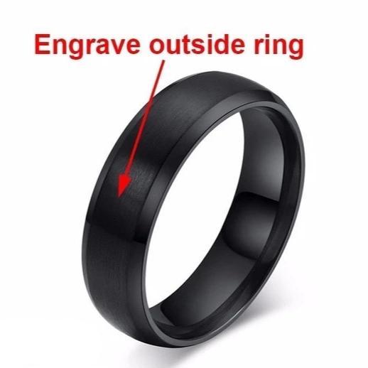 Personalized custom engraving black mens ring