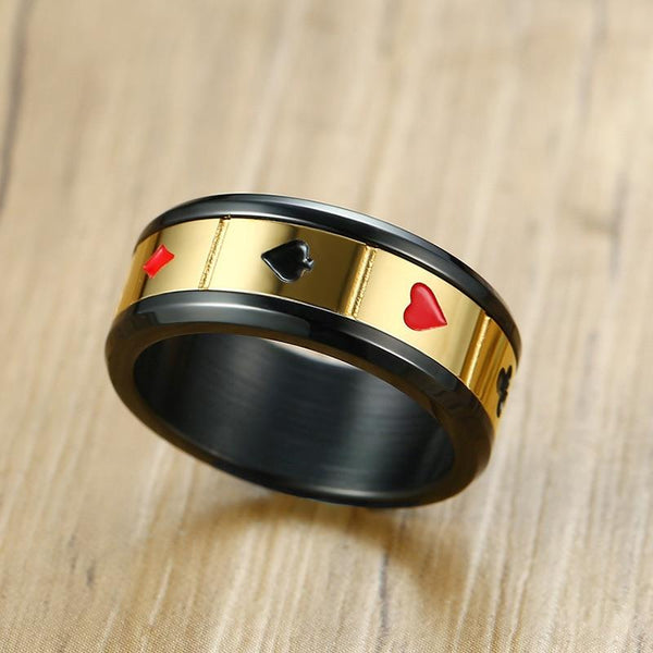 Lucky fortune gold spinner fidget ring