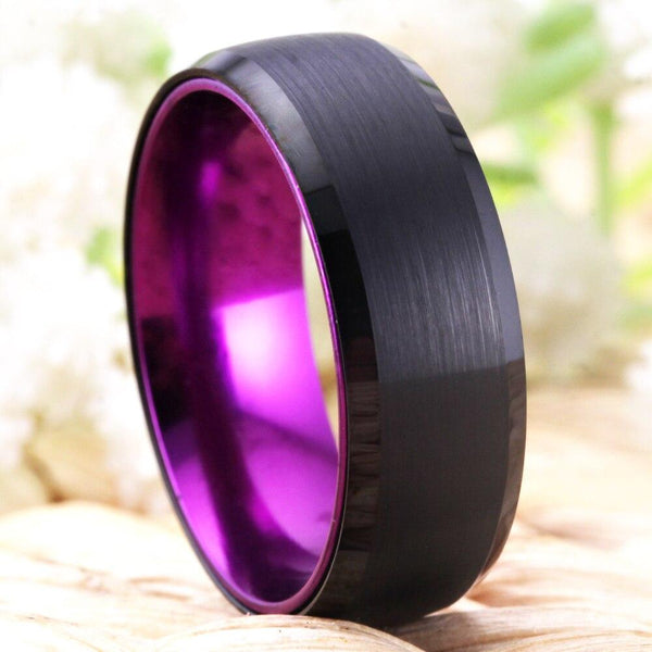 Purple Berry Black Tungsten Unisex Ring