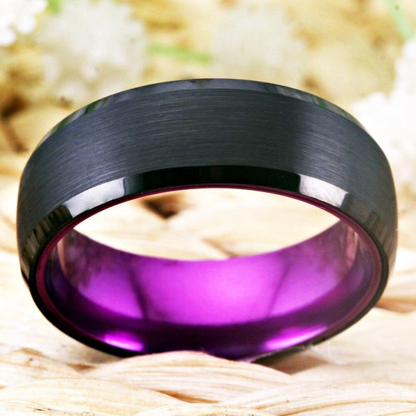 Purple Berry Black Tungsten Unisex Ring