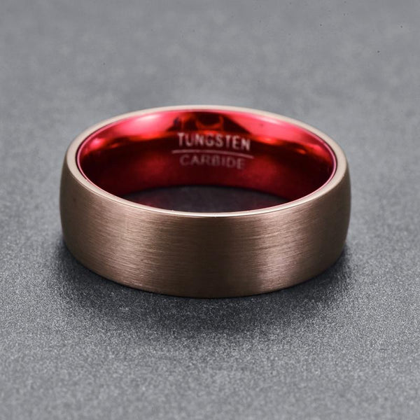 8mm Red & Brown Romantic Mens Ring