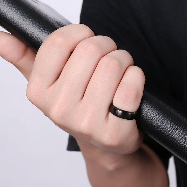 Personalized black Titanium mens ring