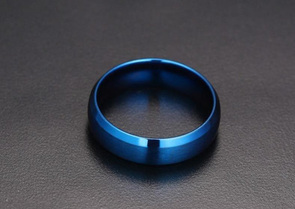 Personalized blue Titanium mens ring