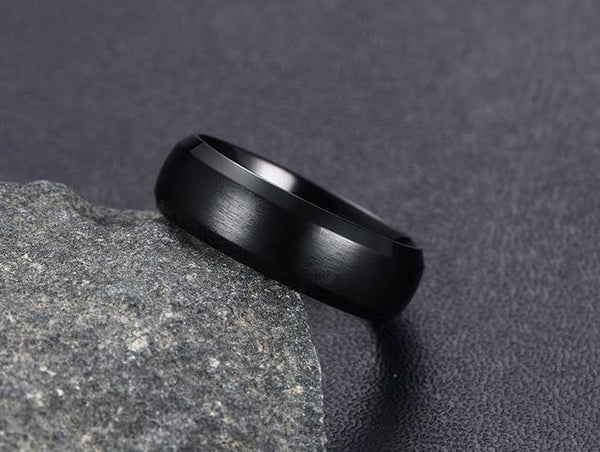 Personalized black Titanium mens ring