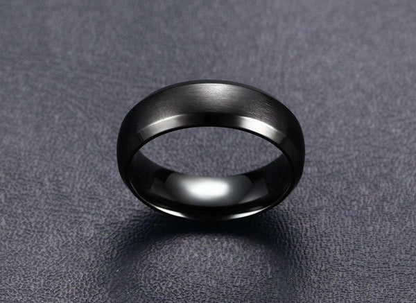Personalized black Titanium mens ring