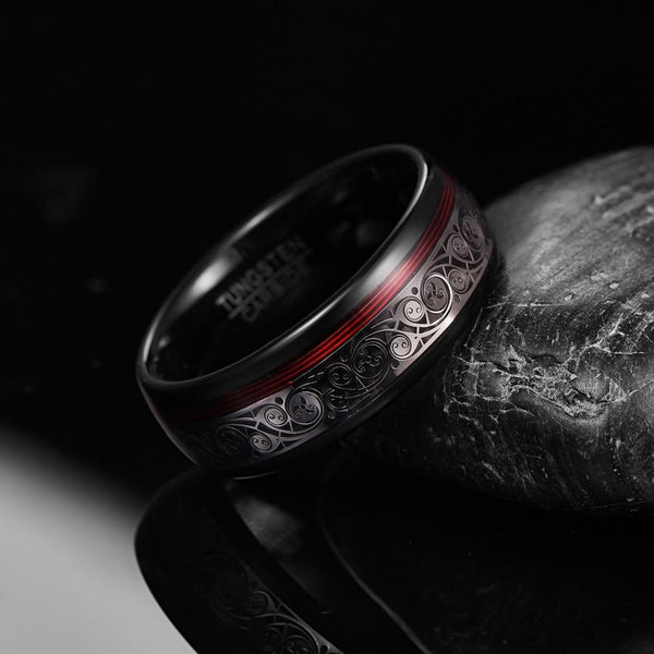 Unique Red Guitar String Tungsten Men's Ring