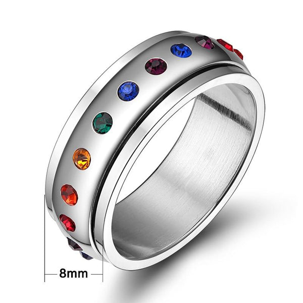 Silver spinner ring for men