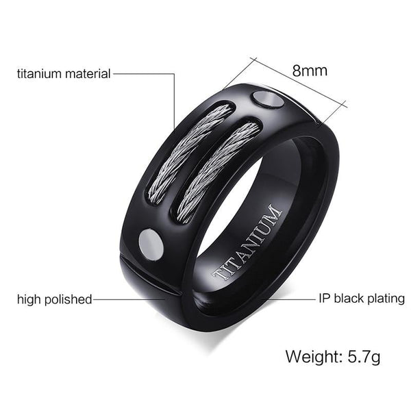 Unique Black Titanium mens ring