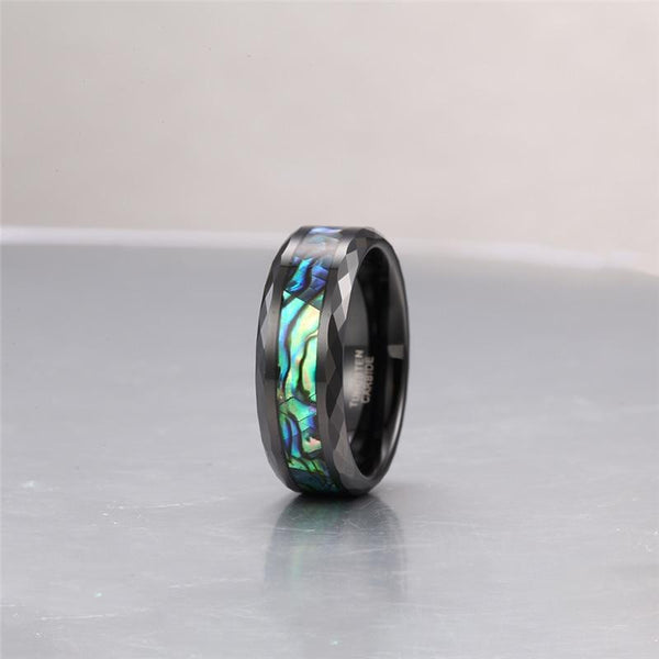 black and green tungsten mens ring