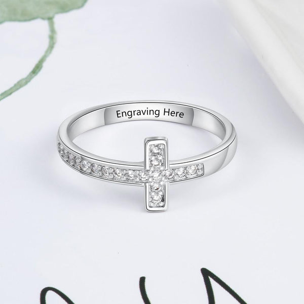 Christian rings - jesus bible cross silver womens ring