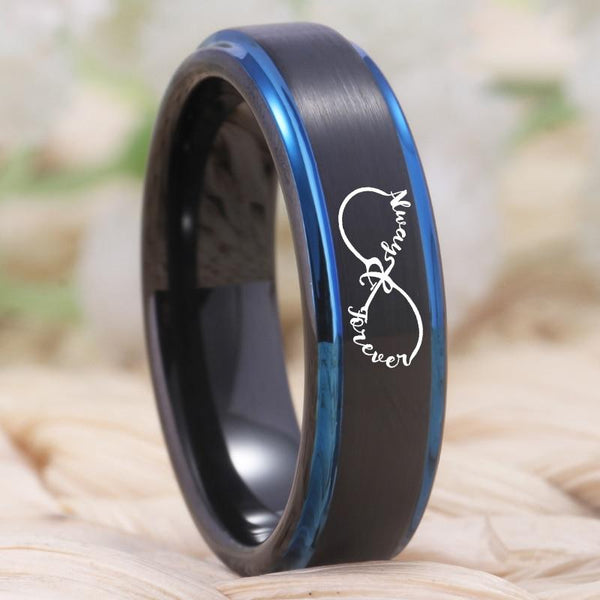 Infinity Heart Tungsten Couples Rings