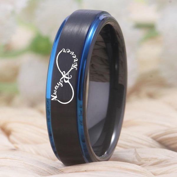 Infinity Heart Tungsten Couples Rings