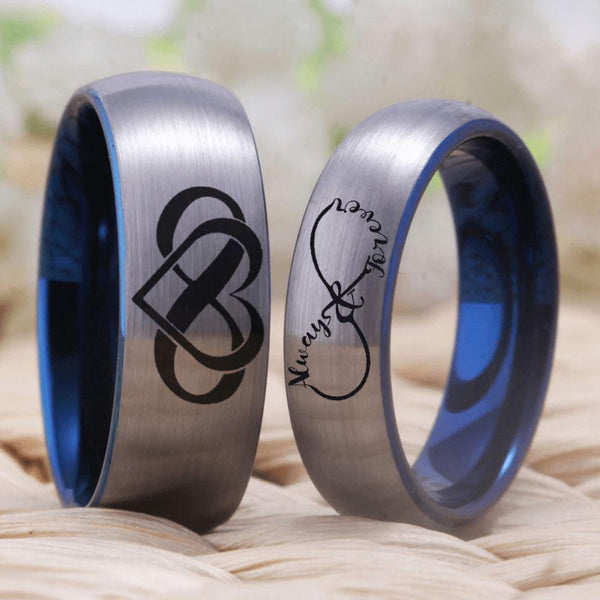 Infinity Silver Blue Tungsten Couples Rings