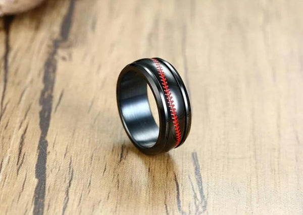 black baseball mens spinner fidget ring