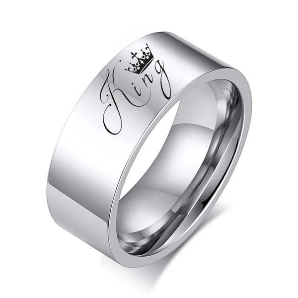 King crown silver mens ring