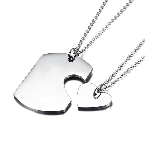 dog tag and heart matching his and hers necklace
