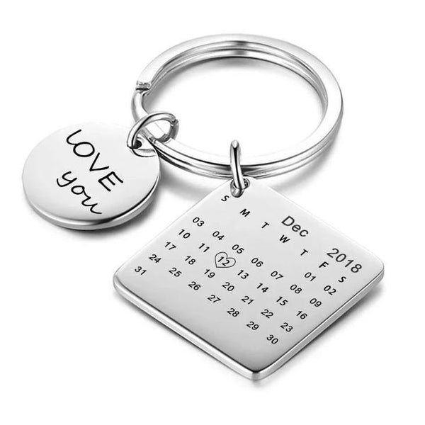 Personalized keychain with custom calendar date