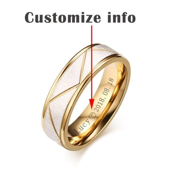 Personalized gold matching his and her rings