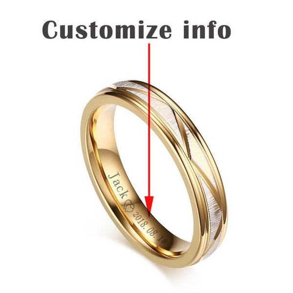 Custom engraved gold matching couples rings