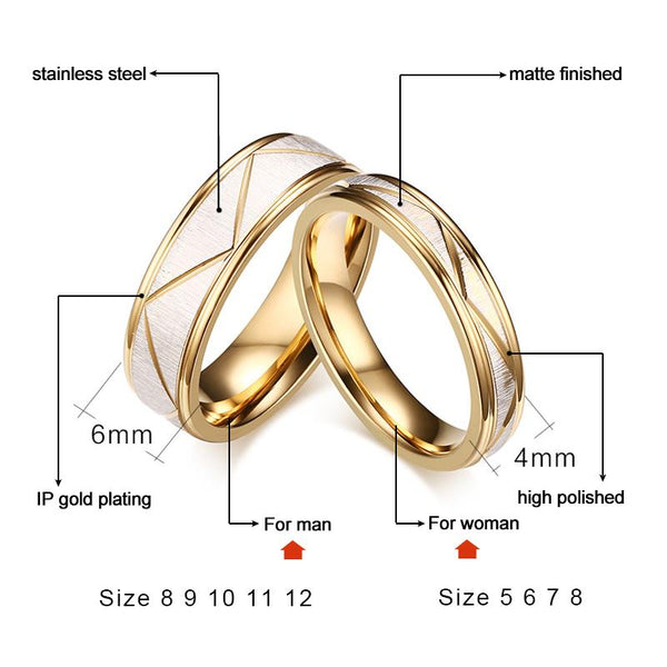 Personalized gold matching his and her rings