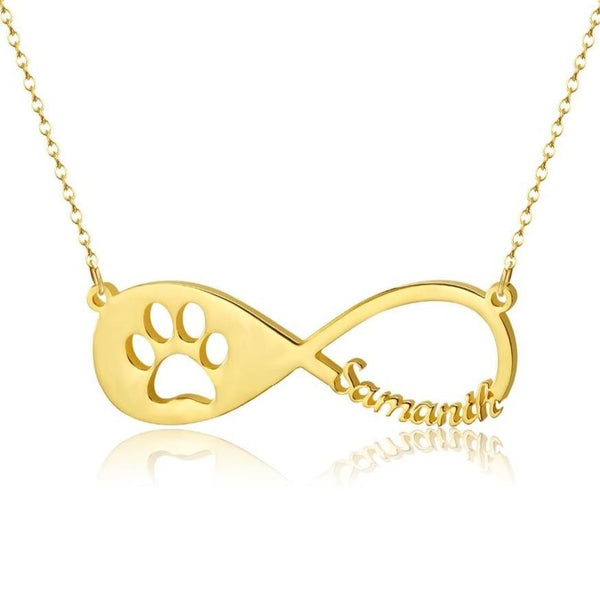 Dog mom necklace - pet paw gold womens infinity necklace