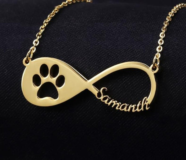 Dog mom necklace - pet name infinity necklace